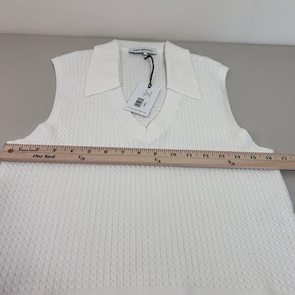 NWT WeWoreWhat Women's V-Neck Polo Tank Soft Knit Optic White Large Beach Summer - Picture 10 of 11